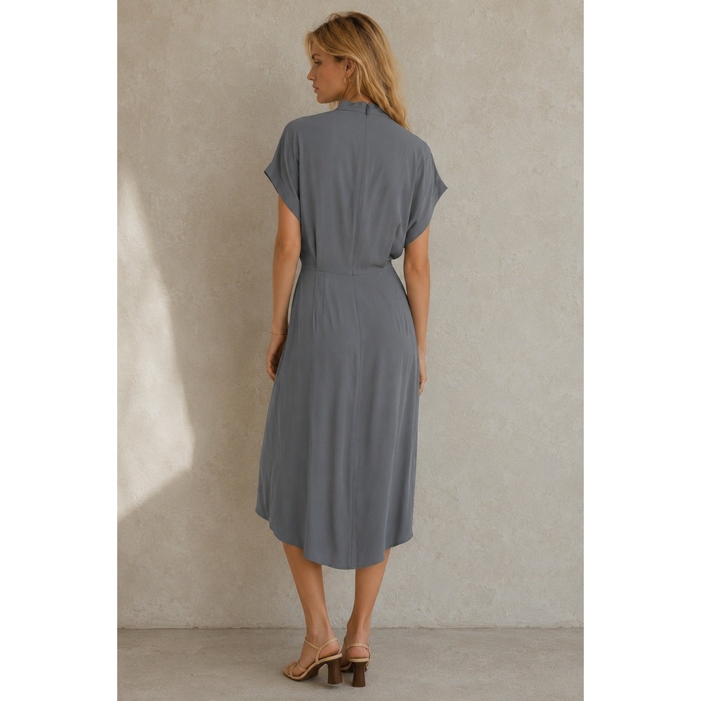 MM LaFleur 8 Adelaide Dress Gray Minimalist Office Business Travel Sheath Modest - Picture 2 of 13